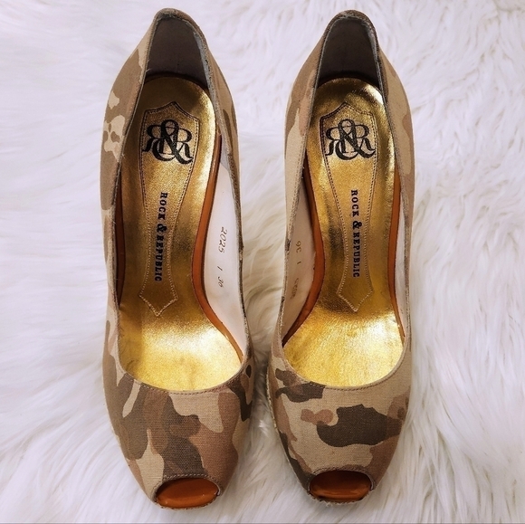 Rock Republic Camouflage Platform Espadrille Stiletto Pump 6 - Picture 4 of 12